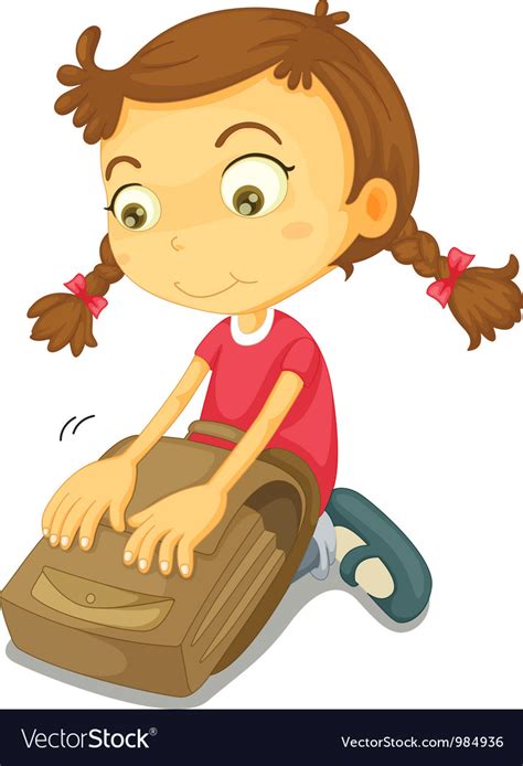 Girl Packing School Bag Royalty Free Vector Image