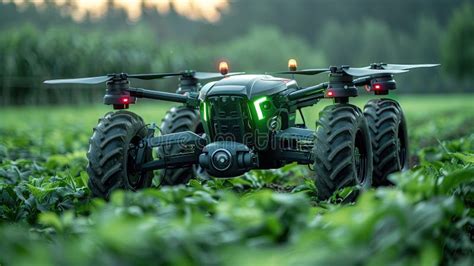 Autonomous Futuristic Agricultural Robot Tractor on Field. Concept of ...