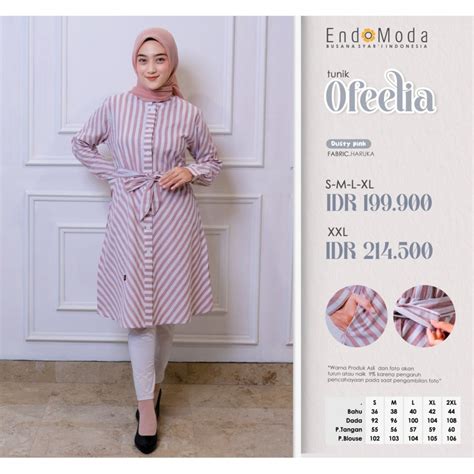 Jual Endomoda Tunik Ofeelia Dusty Pink Green Purple Haruka Blouse