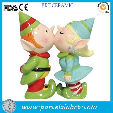 Westland Giftware Magnetic Elves Ceramic Salt And Pepper Shaker Set