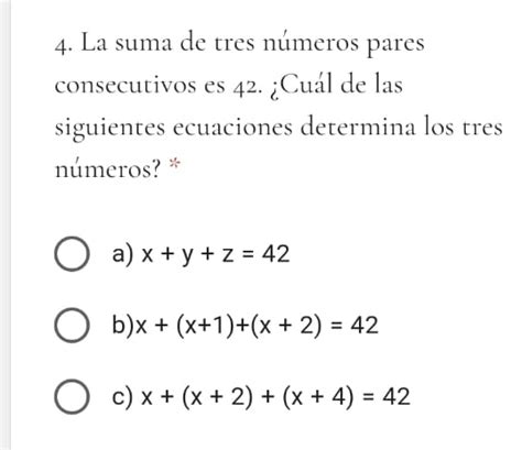 Solved La Suma De Tres N Meros Pares Consecutivos Es Cu L De Las