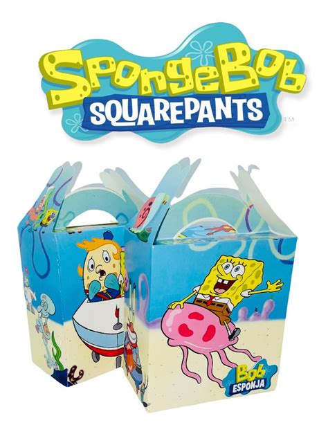 Cajas Dulceros Bob Esponja 10pz Aguinaldos Fiesta Cumpleaños Mercado