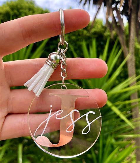 Personalised Acrylic Keyring Personalised Tassel Keyring Etsy