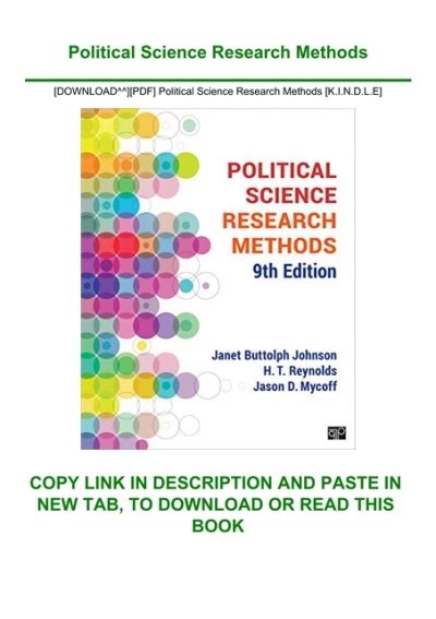 [download ][pdf] Political Science Research Methods [k I N D L E]