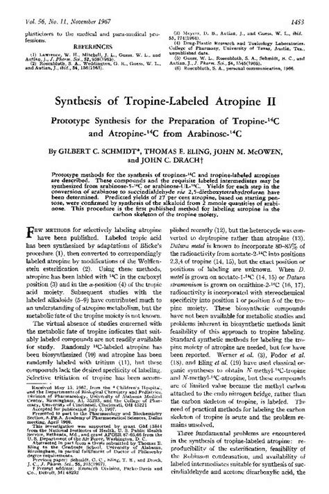 (PDF) Synthesis of tropine-labeled atropine II. Prototype synthesis for ...