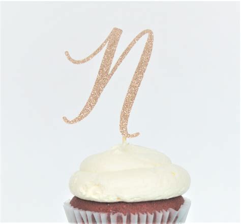 Custom Letter Cupcake Toppers Custom Initial Cupcake Toppers Etsy