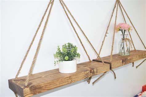 Handmade Chunky Hanging Rope Shelf Rustic Reclaimed Set Of Etsy