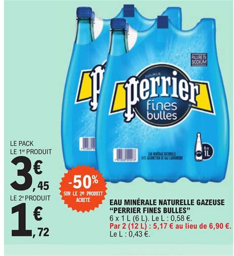 Promo EAU MINÉRALE NATURELLE GAZEUSE PERRIER FINES BULLES chez E Leclerc