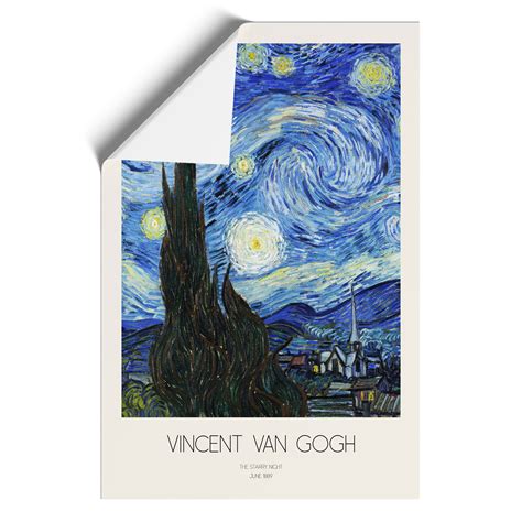 The Starry Night With Border By Vincent Van Gogh Wall Art Print Framed