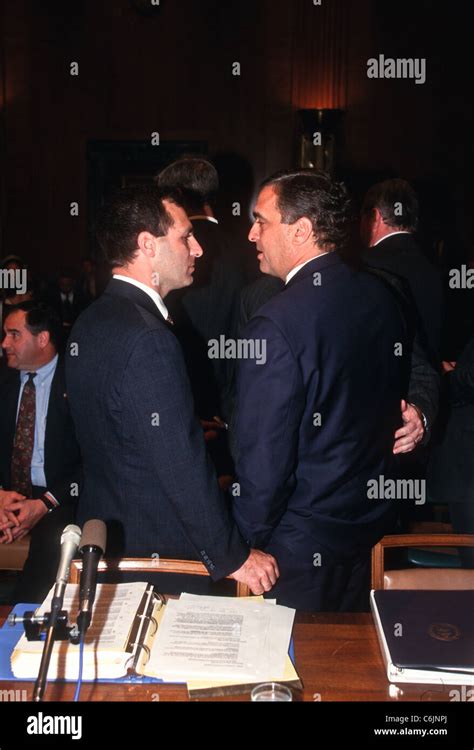 CIA Director George Tenet with FBI Director Louis Freeh in Congress in Washington, DC Stock ...