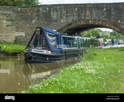 A Narrowboat Passing Under Through Bridge Number At Anyhow Wharf