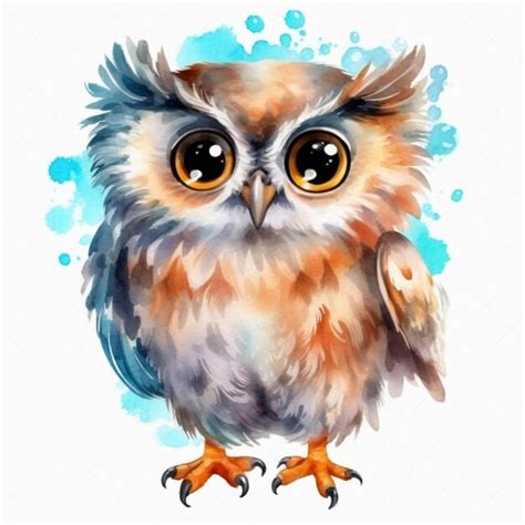 Premium Ai Image There Is A Watercolor Painting Of An Owl With Big