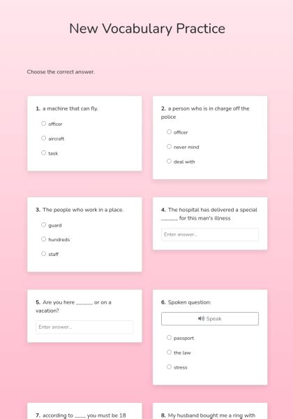 New Vocabulary Practice Interactive E Worksheet Quickworksheets