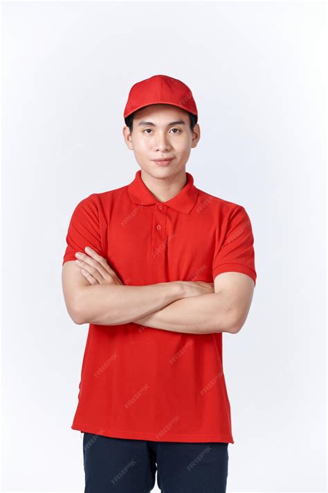 Premium Photo Asian Man In Blue Uniform White Background