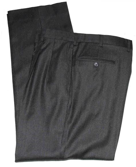 Men S Jos A Bank Dress Pants Wool Flannel Gray Check Pleated Size 38 X 32