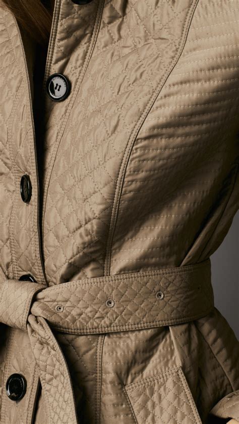 Burberry Long Quilted Trench Coat In Natural Lyst