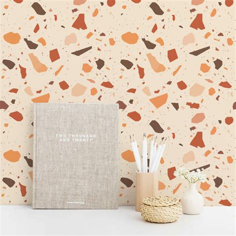 Orange Terrazzo Peel And Stick Wallpaper Fancy Walls