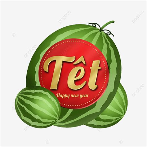 Tet New Year Hd Transparent Transparent Label With Watermelon