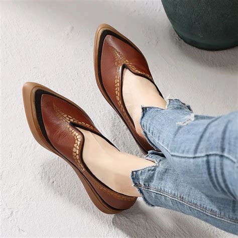 Artdiya Original 2019 Spring New Women Shoes Pointed Toe Genuine Leather Flat Shoes Shallow