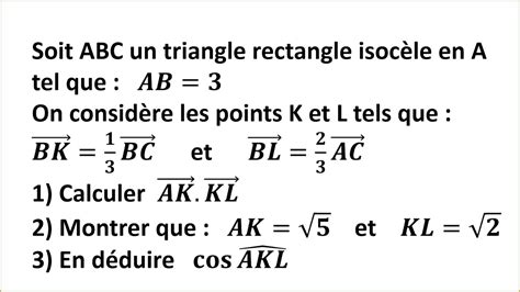 Calculer un produit scalaire avec théorème d Al Kashi TRONC COMMUN