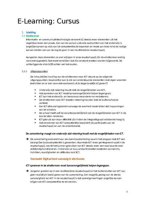 E Learning Samenvatting Cursus E Learning Cursus Inleiding