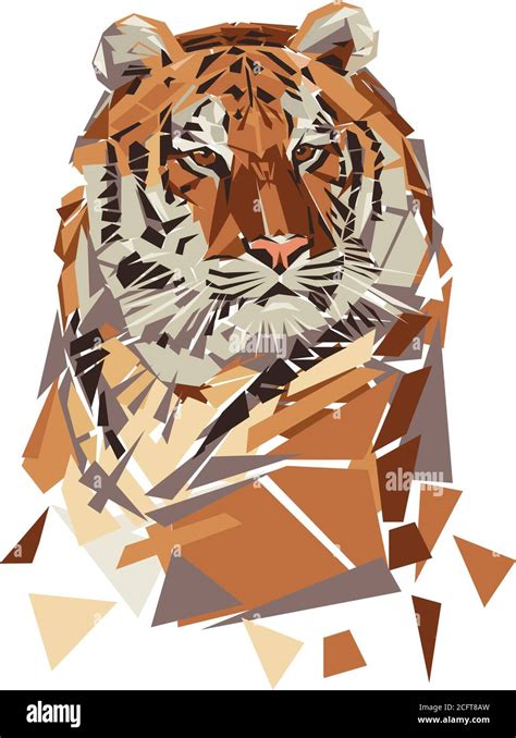 tiger, portrait, black, coloured, stylised, line, line drawing ...