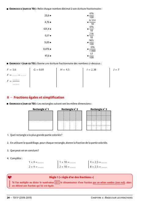 Bases Sur Les Fractions R Sum De Cours Et Travaux Dirig S Alloschool