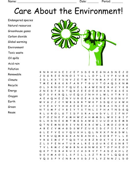 Care About The Environment Word Search WordMint