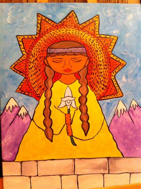 Pintura acrílica sobre tela "Virgen del Sol" inspirado en cultura Inca ...