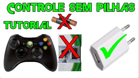 TUTORIAL COMO JOGAR CONTROLE SEM PILHA XBOX 360 PT BR YouTube