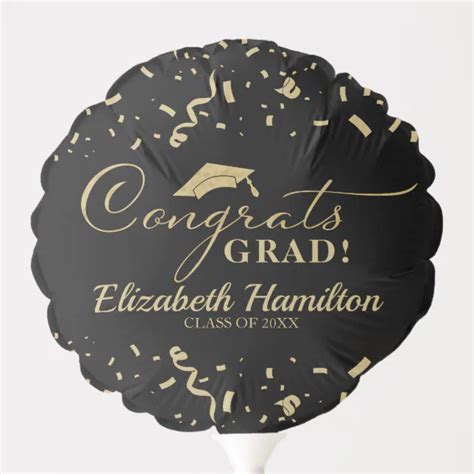 Congrats Grad Gold And Black Graduation Party Balloon Zazzle