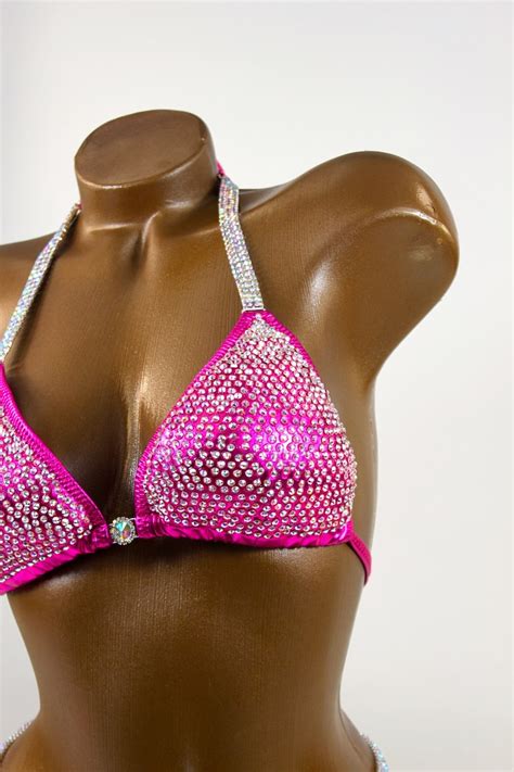 Npc Ifbb Competition Bikini Bright Crystal Fuchsia Bikini Etsy