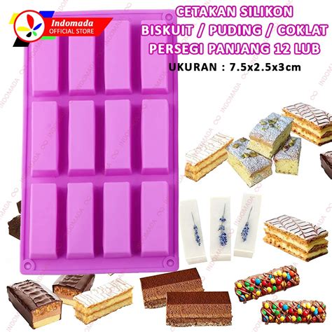 Jual Indomada Cetakan Silikon 12 Kotak Empat Persegi Panjang 7 5 X 2 5