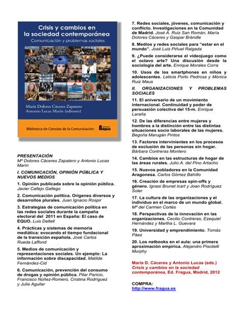 Crisis Y Cambio En La Sociedad Contemporanea Comunicación Y Problemas Sociales