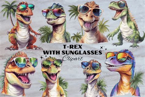 Dinosaur T-Rex with Sunglasses Graphic by Painting Pixel Studio · Creative Fabrica