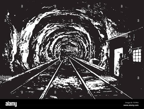 Hoosac Tunnel lit by glow lamps after the plan of the Marr Construction ...