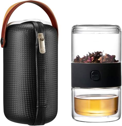 Zens Travel Tea Set Glass Portable Teapot Infuser Set For One With