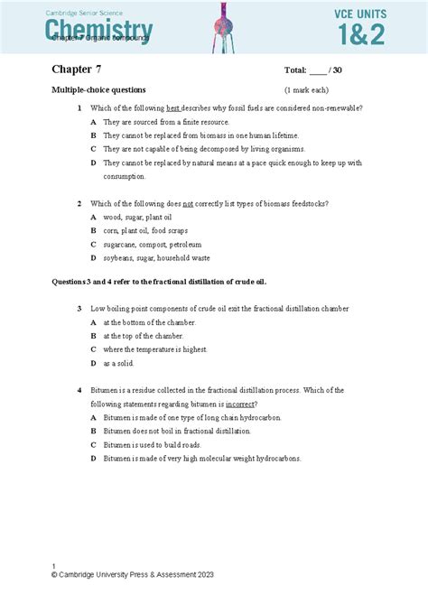 Chapter-7-test - chem - Chapter 7 Total: ____ / 30 Multiple-choice