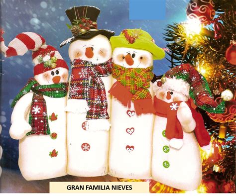 Patrón Para Elaborar Gran Familia Nieves Señales De Navidad Muñecos