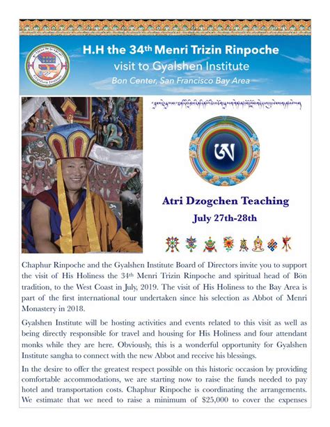 Pdf H H The Th Menri Trizin Rinpoche Bon H H The Th Menri