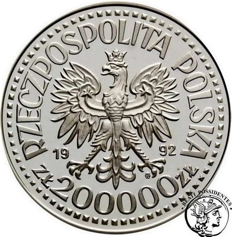 Polska III RP 200 000 złotych 1992 Warneńczyk st L archiwum niemczyk pl