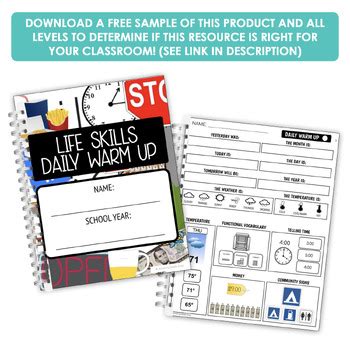 Life Skills Daily Warm Up Worksheets Level Tpt