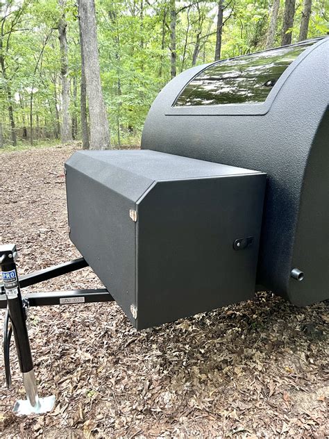 Custom Front Storage Box with Fridge Slide - Cedar Ridge Campers