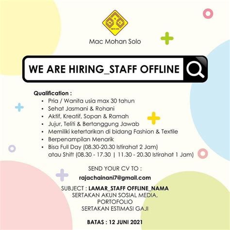 Lowongan Kerja Fulltime Staff Offline Mac Mohan Solo INFO LOKER SOLO