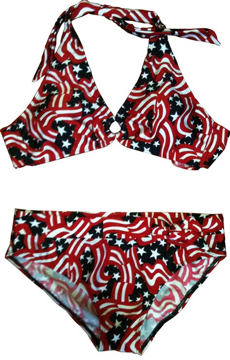 American Flag Geometric Pattern Halter Bikini Set Halter