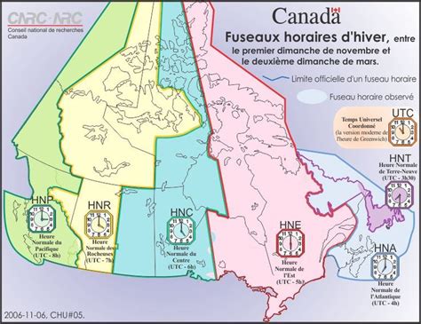 Fuseaux Horaires Dheure Normale Time Zone Map Time Zones Canada