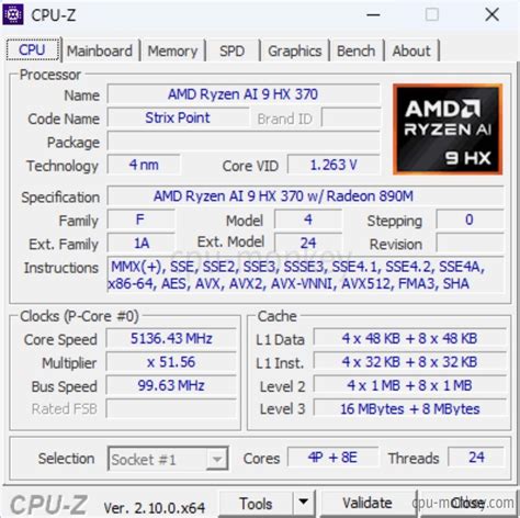 AMD Ryzen AI 9 HX 370 Benchmark test et spécifications