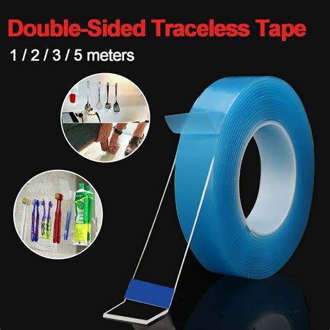 1/2/3/5M Reusable Double Sided Tape Heavy Duty Adhesive Transparent ...