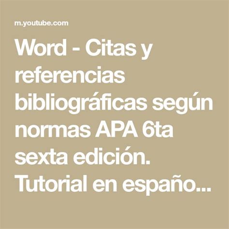 Word Citas Y Referencias Bibliogr Ficas Seg N Normas Apa Ta Sexta