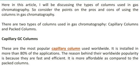 Ppt Types Of Capillary Columns In Gas Chromatography Powerpoint Presentation Id10815464